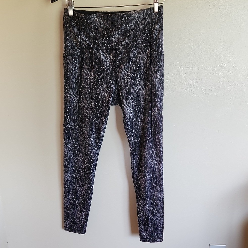 CALIA Black and Gray Patterned Leggings, Size M